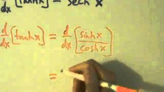 Calculus I  Derivative of Hyperbolic Tangent Function tanhx  Proof [upl. by Eiderf]