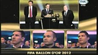 FIFA Balón De Oro 2012  Ballon DOR 2012  Lionel Messi Iniesta y Cristiano [upl. by Marline]