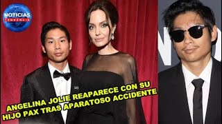 Angelina Jolie reaparece con su hijo Pax tras aparatoso accidente angelinajoliepitt bradpitt [upl. by Chipman]