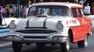 “Spine Tingler” 1956 Pontiac wagon Super Stock Southeast Gassers Gulfport Dragway October 67 2023 [upl. by Jew]