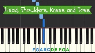 Head Shoulders Knees and Toes easy piano tutorial with free sheet music [upl. by Kroo]