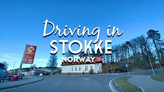 Stokke Town in Sandefjord  Driving in Norway [upl. by Hitt664]