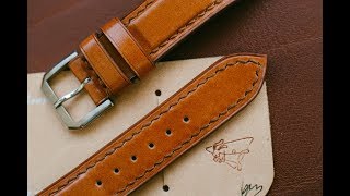 Cordovan leather watch strap handmade hand stitched udolstrap [upl. by Georgie]