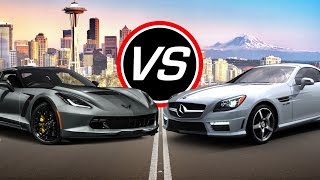 2016 Chevy Corvette Z06 vs Mercedes AMG SLK55  Spec Comparison [upl. by Mihar]