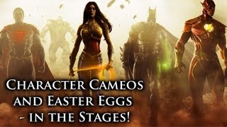 Injustice Gods Among Us  Character Cameos Easter Eggs and DC Mythos  Stages [upl. by Thea414]