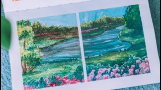 Gouache vs Watercolor Side by Side Comparison [upl. by Ariaes]