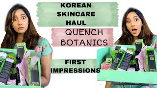 QUENCH BOTANICSQUENCH BOTANICS REVIEW  HUGE SKINCARE HAUL  KOREAN SKINCARE IN INDIA  SKINCARE [upl. by Kunin]