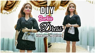 DIY Easy Barbie Dress No pattern  Sewing for beginners [upl. by Ohnuj]