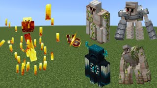 Mutant blaze vs iron golem mutant golem warden robot  Minecraft mobs battle [upl. by Abelard]