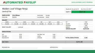 How to create AUTOMATED PAYSLIP in Excel [upl. by Glavin]