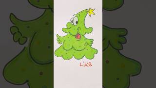 Christmas 🎄 Tree  Easy Drawing Tutorial magicart shorts christmasart [upl. by Ecirpak]