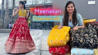 Premium Chanderi silk with meenakari fabric collection cndufabrics cndustore fabrics [upl. by Nylatsyrk388]