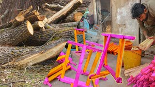 Awesome Amazing things Wood turning Traditional baby walker making process baby walker making wooden [upl. by Russell]