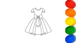 Frock Drawing With Multiple Colours Lets Colour Frock With Multiple Colours [upl. by Coster]