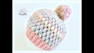 How to CROCHET easy Puff Stitch Hat  Beginner [upl. by Sivie]