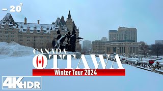 Ottawa Canada 🇨🇦 Snow Storm Winter 2024 Downtown Walking Tour in 4K UHD HDR 60 fps [upl. by Jerrine556]