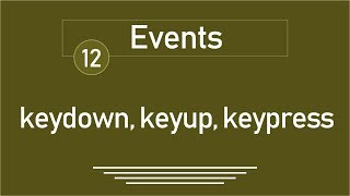 12   jQuery Tutorial  Events keydown keypress keyup [upl. by Chiquita]