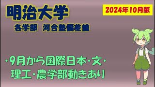 【2024年10月版】明治大学 各学部 河合塾偏差値【9月版からアップデートあり】 [upl. by Evilo]