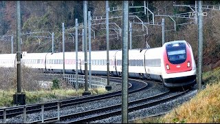 Züge auf der GotthardbahnWinter 2017Fischrattenweg [upl. by Yeruoc999]