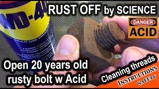 Acid as penetrating oil for stuck frozen bolts  Easy rust removal action [upl. by Rosenberg536]