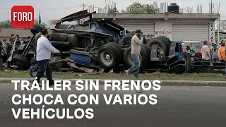 Tráiler sin frenos causa choque múltiple en Tulancingo Hidalgo varias personas quedaron prensadas [upl. by Tedric]