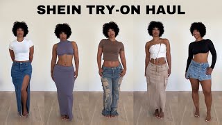 SHEIN TRYON HAUL  DENIM SKIRTS PANTS DRESSES AND CUTE SETS [upl. by Ocin]