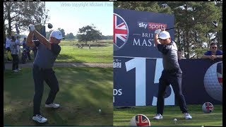 Francesco Molinari Golf Swing Driver faceon and DTL Sky Sports British Masters October 2018 [upl. by Aleece]