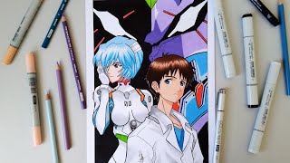 SPEED DRAWING  SHINJI IKARI amp REI AYANAMI  NEON GENESIS EVANGELION [upl. by Aibsel]