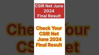 CSIR Net Result 2024 CSIR Net 2024 final cutoff csirnet nta [upl. by Gnuj434]