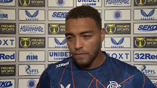 Rangers Cyriel Dessers speaks after scoring in Premier Sports Cup win against St Johnstone [upl. by Florance338]