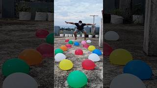 The balloon man dancing jumped onto water balloons balloon race games funny challenge [upl. by Whang40]