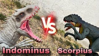 Scorpius Rex vs Indominus Rex Battle Toy movie  stop motion [upl. by Marler]