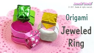 Origami  Jeweled Ring How to make a paper ring [upl. by Heilman]