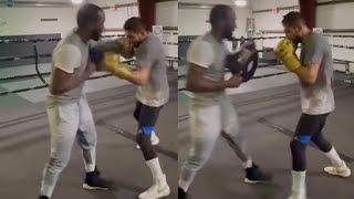 Terence Crawford Training Amir Khan on the Mitts for Kell Brook Fight [upl. by Ynnus]