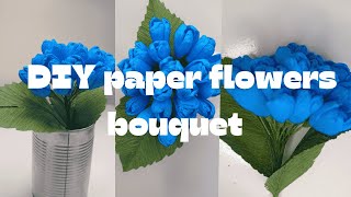 How to make paper flowers bouquet  paper craft  crepe paper paper flowers [upl. by Atinomar]