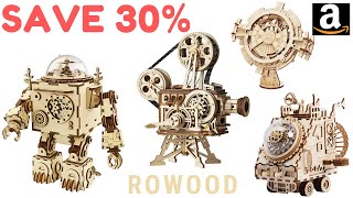 RoWood Mechanical Gear Vitascope  3D Wooden Puzzle Craft Toy Film Projector Music Box  Calendar [upl. by Enibas]