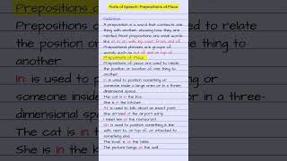 Parts of Speech Prepositions of Place Prepositions GrammarRules [upl. by Aseretairam608]