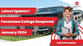 Fanshawe College is Reopen for January 2024 Intake  100 Application Fee Waiver  Full Information [upl. by Esikram]