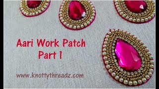 Maggam Work Patches  Aari Work Motif for Sleeves  Part 1 wwwknottythreadzcom [upl. by Niuqram]