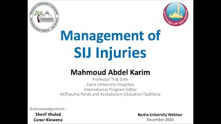 Management of Sacroiliac Joint Injuries Mahmoud Abdel Karim [upl. by Hacissej169]