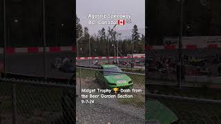 Agassiz Speedway BC Canada 🇨🇦 9724 Midget Trophy 🏆 Dash from the Beer Garden section [upl. by Malvie39]