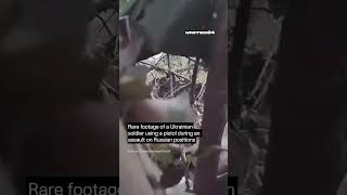 Rare footage of a Ukrainian soldier using a pistol during an assault on Russian positions war [upl. by Oicram]