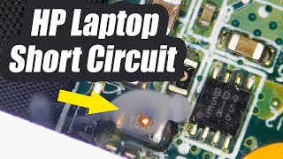 HP Laptop No Power  Troubleshooting Short circuit  Watch component blow on camera [upl. by Rehpotsirc]