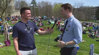 Large turnout on Indiana college campuses for total solar eclipse viewing [upl. by Gnouhp]