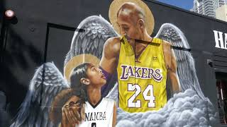 Kobe Bryant Gianna Bryant Mural Memorial Art Los Angeles California 2152020 [upl. by Adam661]