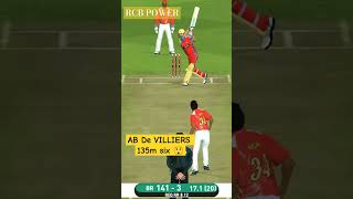 Ab de Villiers hit 135 m six  shorts abdevilliers rcb cricket ipl [upl. by Nlycaj]