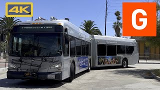 Los Angeles Metro Busway G Line Chatsworth to North Hollywood Full Ride New Flyer XE60 4K [upl. by Akinnor]