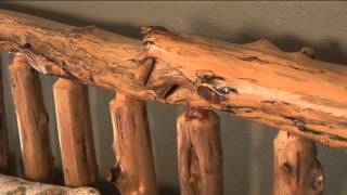 Rustic Cedar Log Bed With Carved Bear Head Cedar Log Posts [upl. by Letisha]