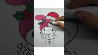 REVERSE Coloring My Melody Christmas reverse coloring coloringtime mymelody HolidaysWithYouTube [upl. by Comyns843]