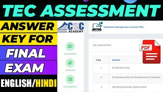 Tec Exam Assessment Question answer CSC Test MCQ PDF Free Download EnglishHindi [upl. by Kihtrak]